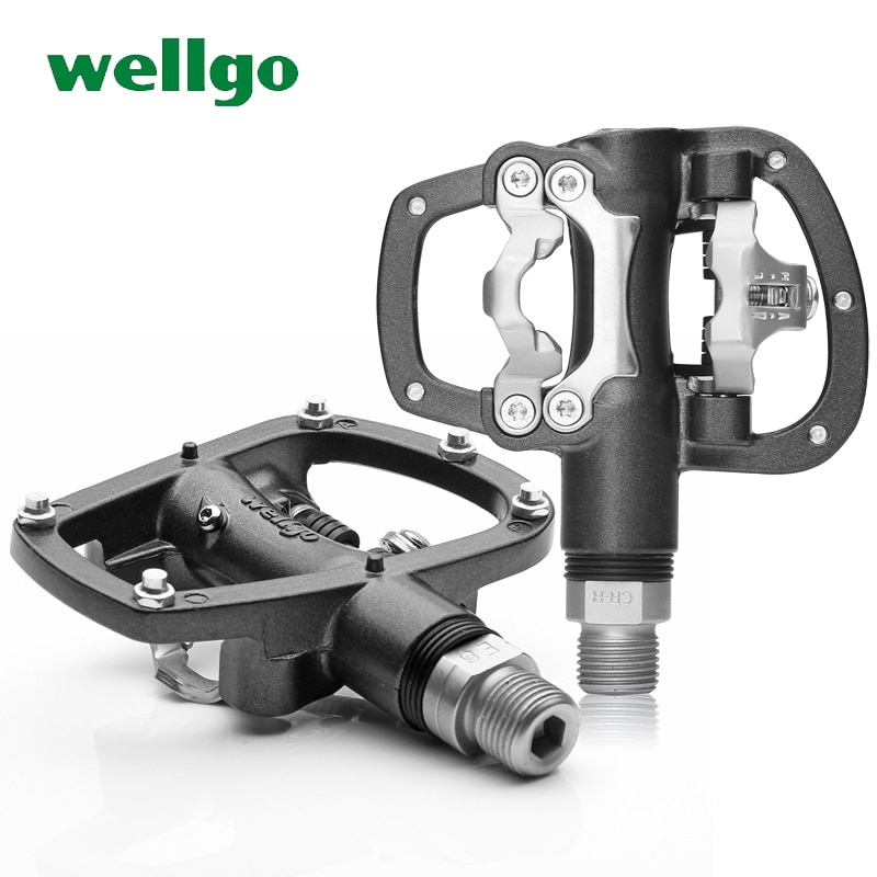 Wellgo Pedals MTB Cycling Mountain Bike Pedals Clipless SPD Compatible Self-locking Ultralight Aluminum Alloy R120B