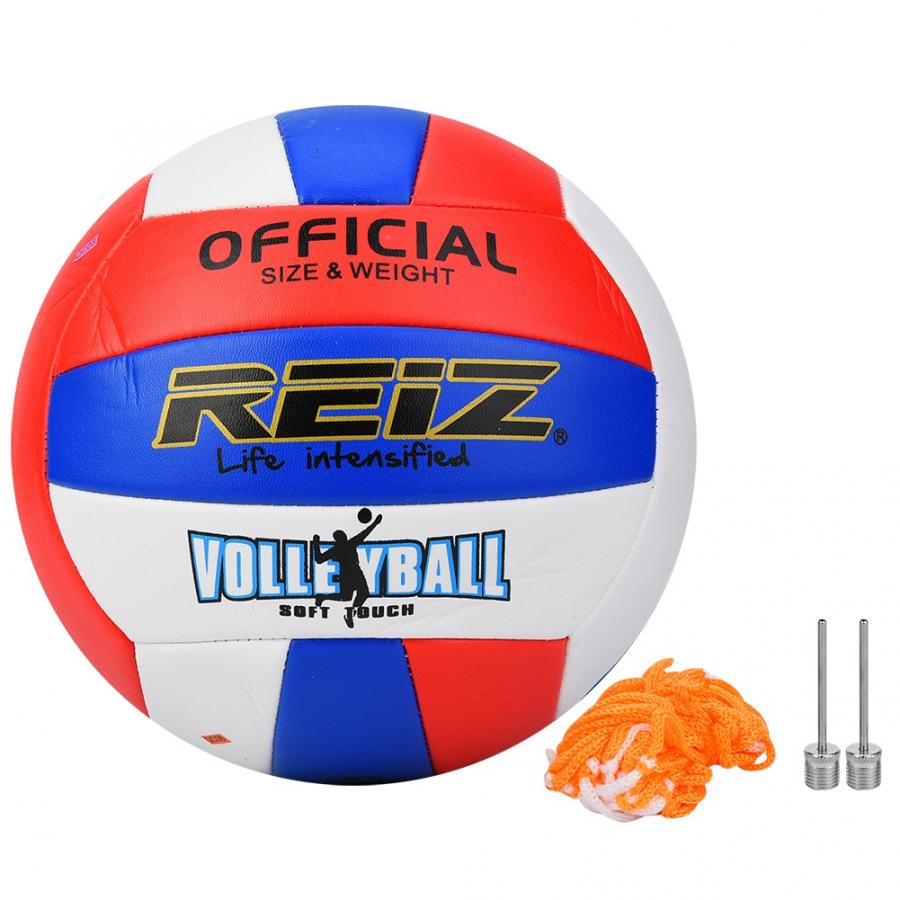 Størrelse 5 volleyball pu soft touch volleybal med net og inflation nål indendørs udendørs pu volleyball træningsbold