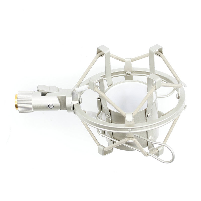 Universal Studio Recording Microphone Shock Mount Holder Condenser Mic Clamp Clip Stand Shockmount Mike Suspension Spider: Silver