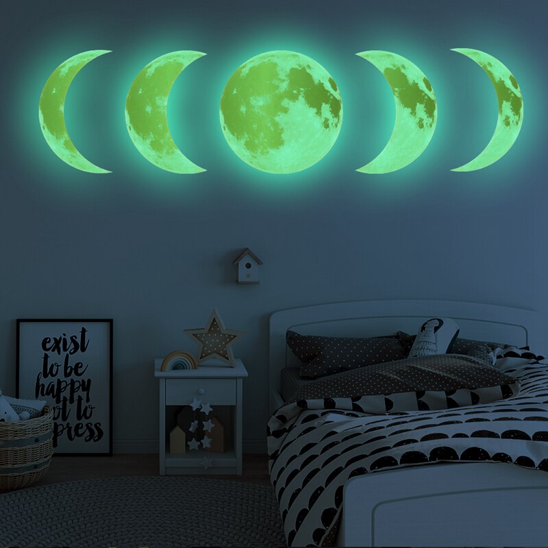 Lichtgevende Maan Fase Diagram 3D Muurstickers Voor Kinderkamer Woonkamer Plant Glow In The Dark Stickers Wall Art home Decor