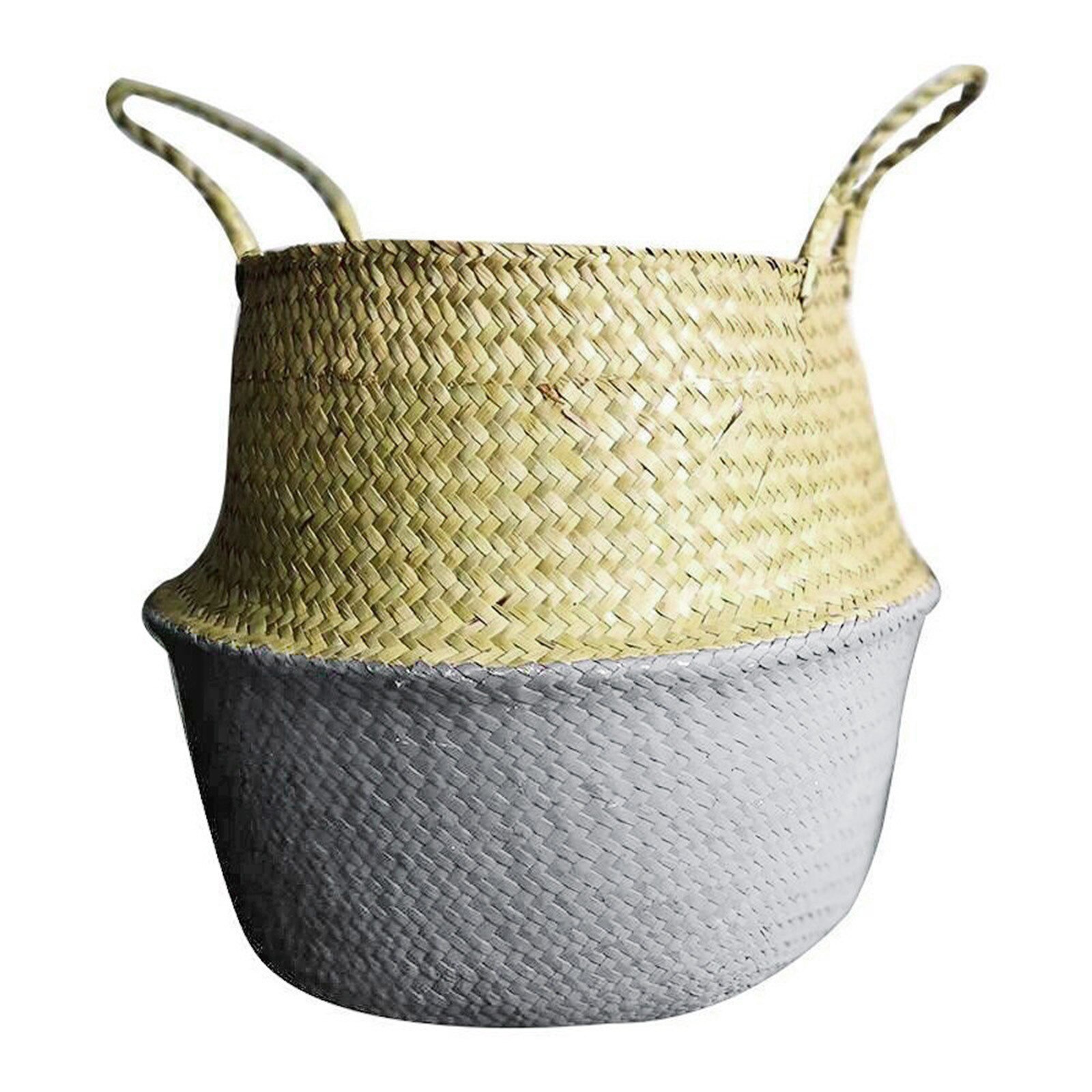 Seagrass Wicker Basket Wicker Basket Flower Pot Folding Basket Rattan Hanging Flower Pot Dirty Laundry Hamper Storage Basket: Blue