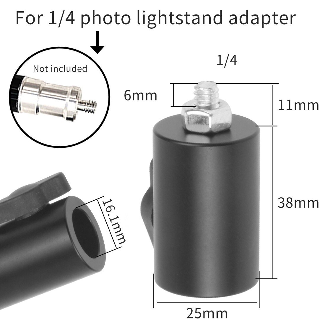 Tripod Light Stand Flat Head Converter to 1/4" 3/8" Screw Mount Adapter 16mm for Flash LED Monitor DSLR Photography Accessories: 1 4 11mm Type B