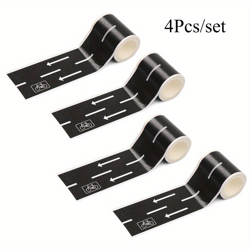 2/4/5Pcs DIY Railway Road Tape Traffic Sticker Adhesive Intelligence Route Mark Safety Education Study Road Signs Tool: WHITE