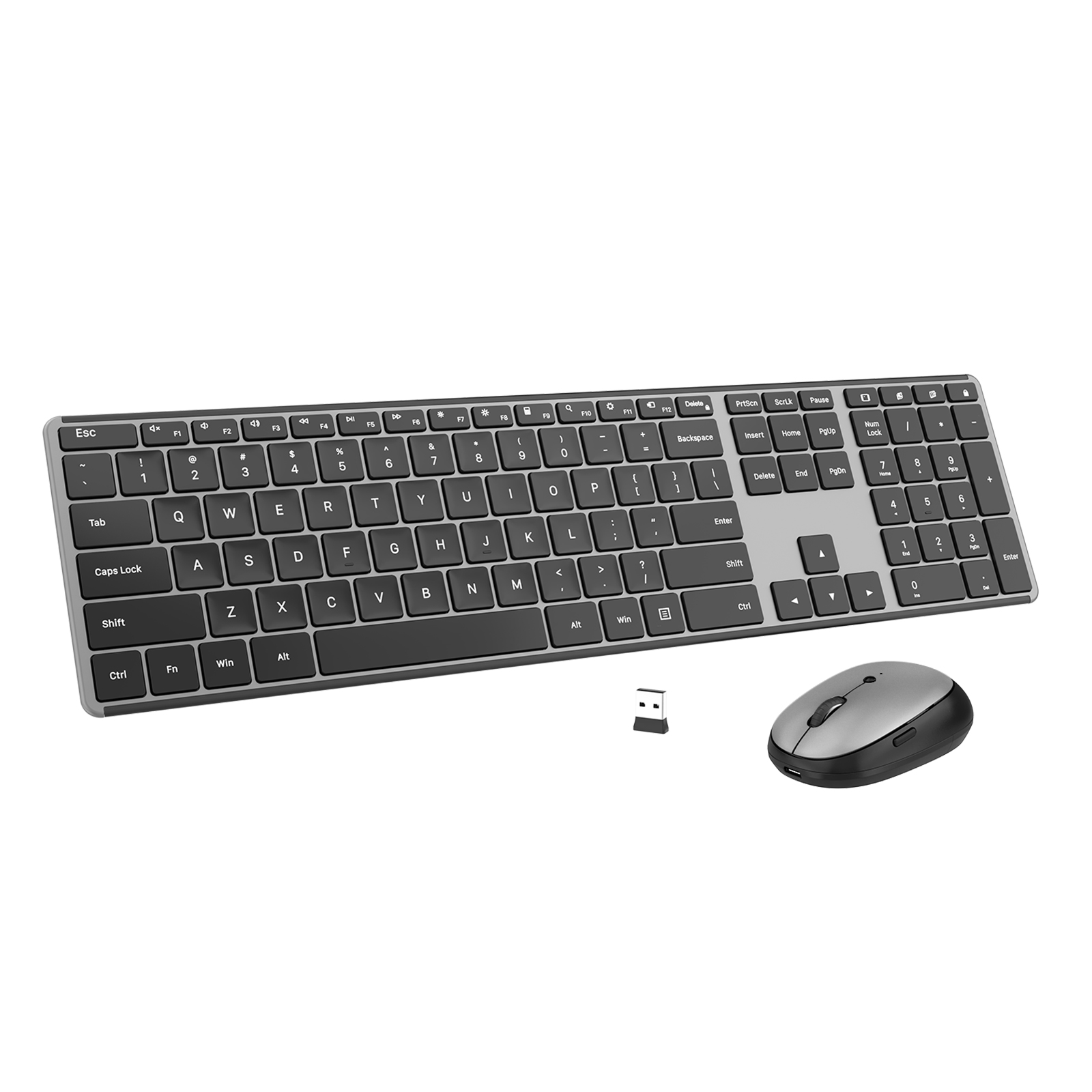 AUSDOM KAM200 bezprzewodowy pełnowymiarowy klawiatura i mysz zestaw Business Office ultra-cienki odbiornik 2.4G do laptopów stacjonarnych: Default Title