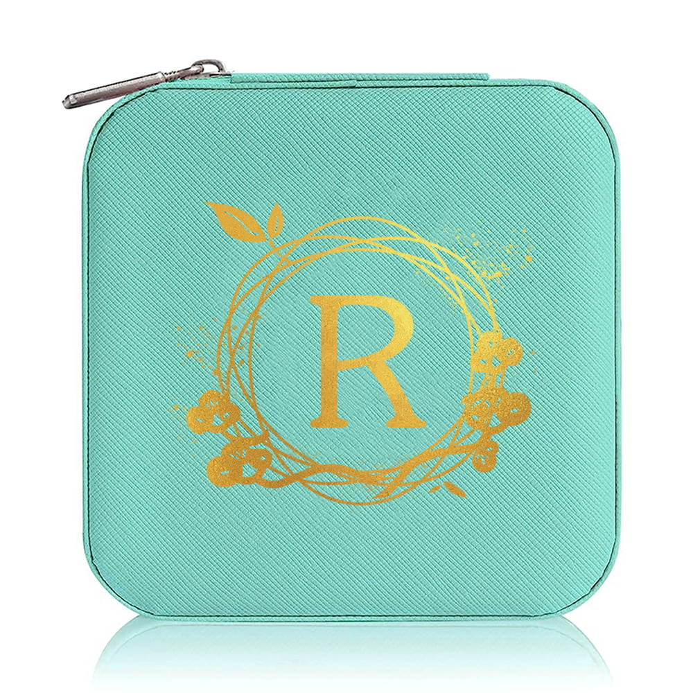 Jewelry Box Ornaments Organizer Display Travel Portable Zipper Storage Case Wreath Printing Series Earring Holder: Red