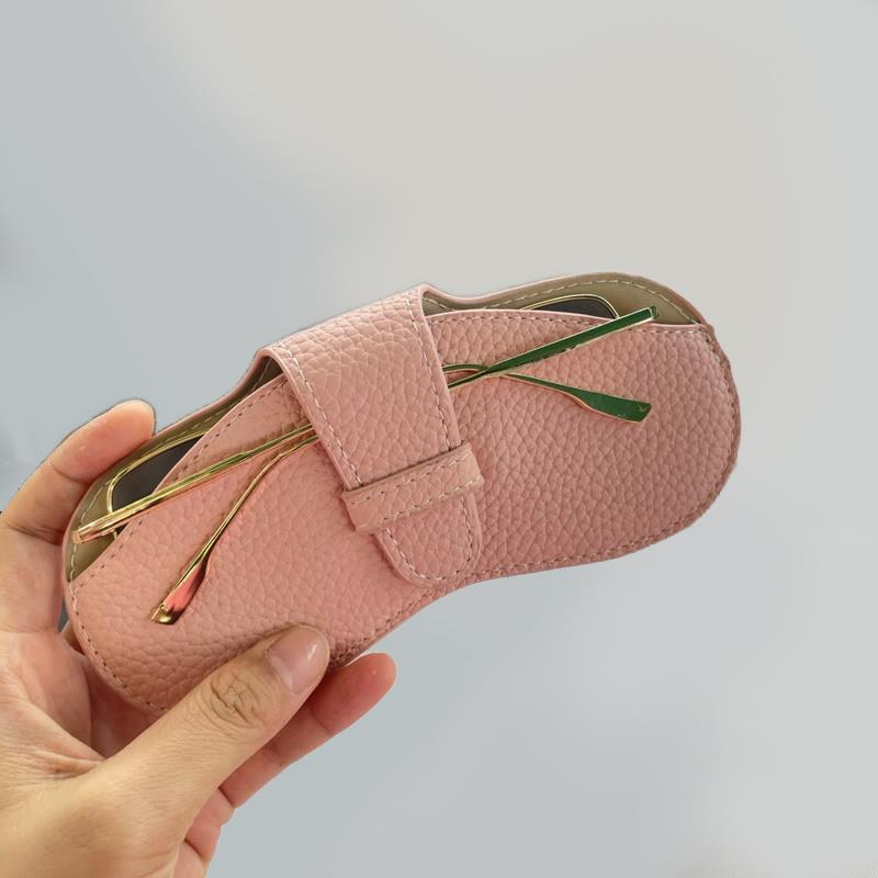 Brillenkoker Dames Leer Zacht Brillentas Mode Draagbare Zonnebrillendoos Tas Accessoires Brillenkoker Zonnebrillendoos: Donkergrijs