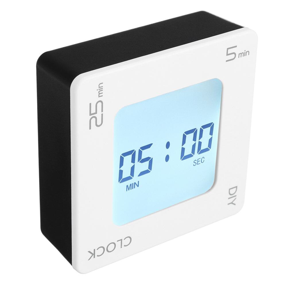LED Alarm Clock Digital Flip Vibration Reminder Countdown Timer Snooze Time Adjustable Bedside Kitchen Desktop Timer Supplies: Black white