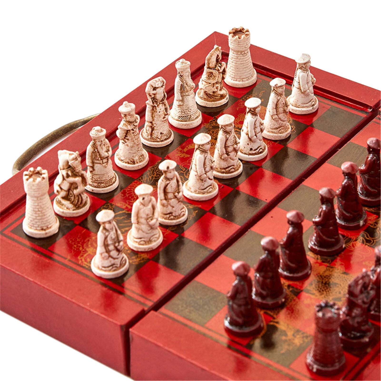 Houten Vouwen Schaken Set Massief Hout Schaakbord Vervaardigd Schaakstukken Entertainment Board Games Kinderen Cadeaus Voor Vrienden Familie