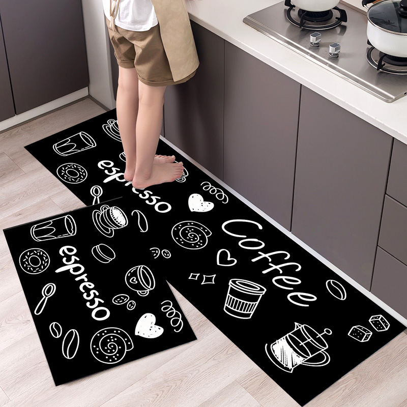Kitchen Rug Waterproof Oilproof Kitchen Mat Printed Antislip Bath Mat Soft Bedroom Floor Mat Living Room Carpet Doormat