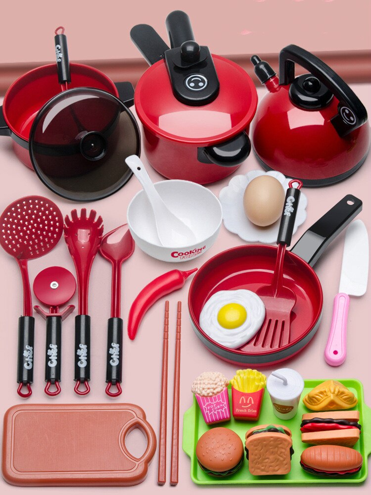 Cucina per bambini Set Da Cucina Giocattoli di Grandi Dimensioni Bambola di Simulazione Cibo Pentolame E Utensili Per Cucinare Pentola Padella di Cottura Utensili della Casa del Gioco Giocattoli per le Ragazze: 29pcs