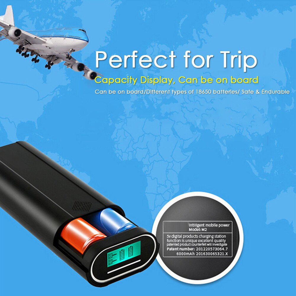 DC5V 10W 4 Slots 18650 Rechargeable Battery Charger Dual USB Charging Port LCD Display