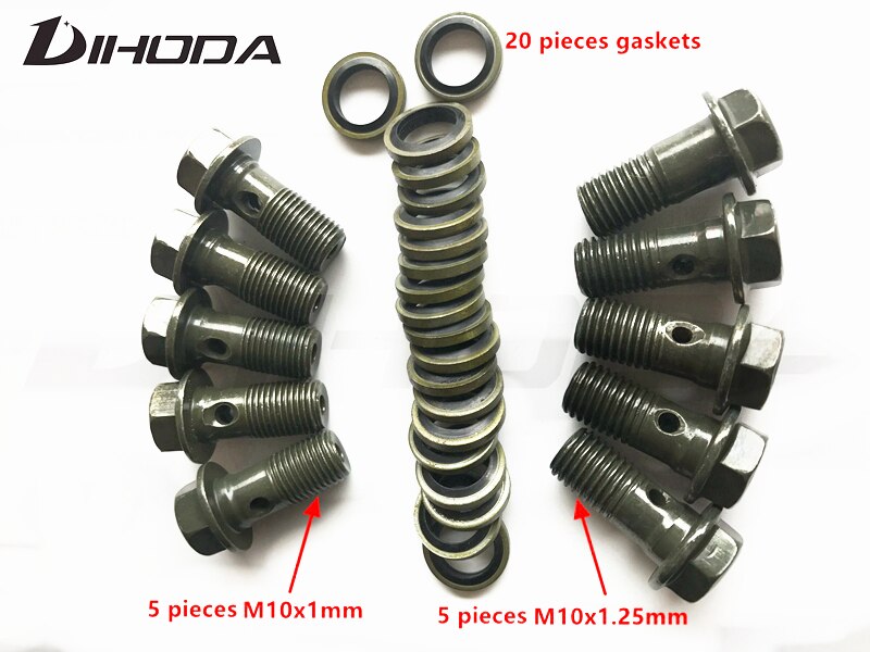 Motorcykel bremsekaliper banjo bolt olieaftapningsskrue / hul skrue  m10 x 1.25mm m10 x 1mm til hovedcylinder til bremseslange