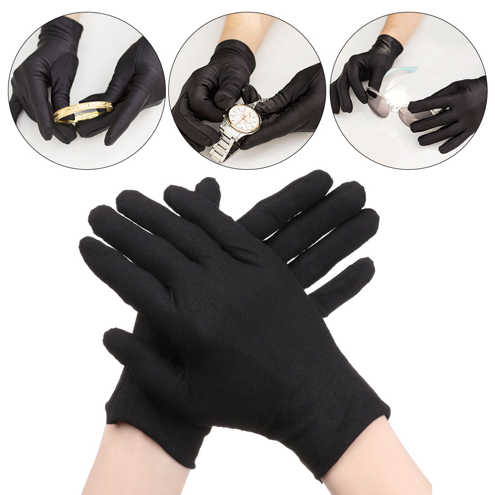 6 Pairs Arbeidsbescherming Handschoenen Zomer Dunne Zwarte Katoenen Handschoenen Inspectie Handschoenen Werk Ademende Antislip Handschoenen