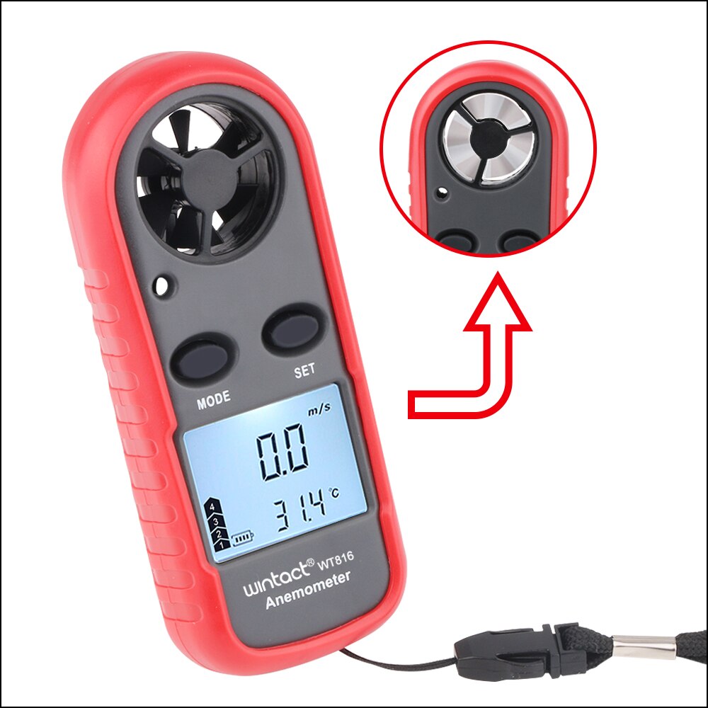WINTACT Anemometer Thermometer Wind Speed Meter Portable Handheld Windmeter Tester WINTACT 0-30m/s Digital Anemometer Sensor