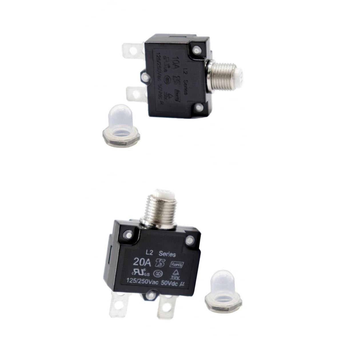 2PCS Manual Reset Overload Switch 20Amp 10Amp 125/250V AC Thermal Circuit Breaker