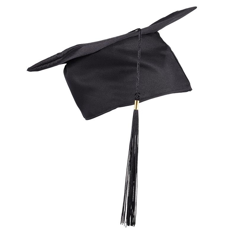 Graduation Cap Adjustable Mortar Board Hat with Tassels Graduation Ceremony Photo Prop Party Supply (Black)