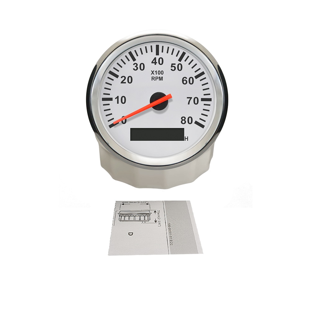 Drehzahlmesser 3K 4K 6K 8K RPM Tacho Gauge REV Zähler mit Stunde Meter 85mm Benzin diesel Motor 9-32V Rot Hintergrundbeleuchtung: 8K-WS