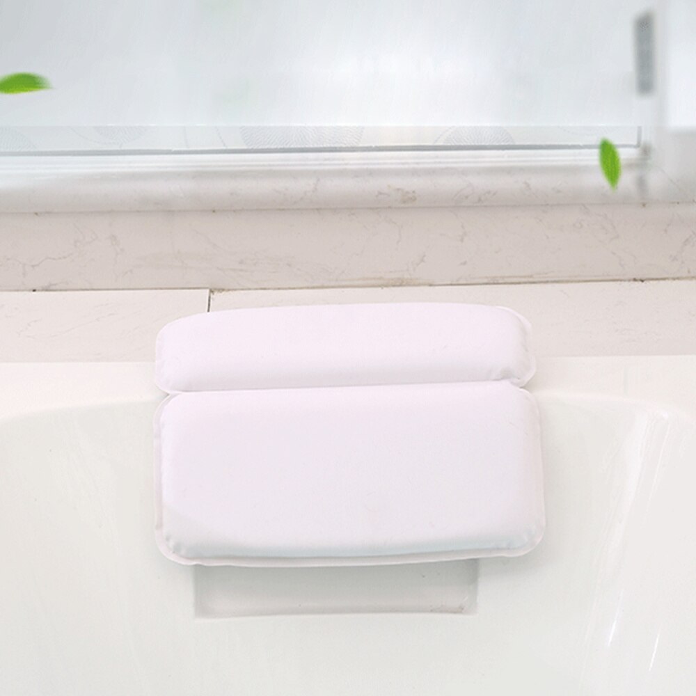 Suction Cup Anti-slip PU Waterproof Sponge Bath Pillow Bathtub Cushion Bathroom Products House Bath Pillow White: Default Title