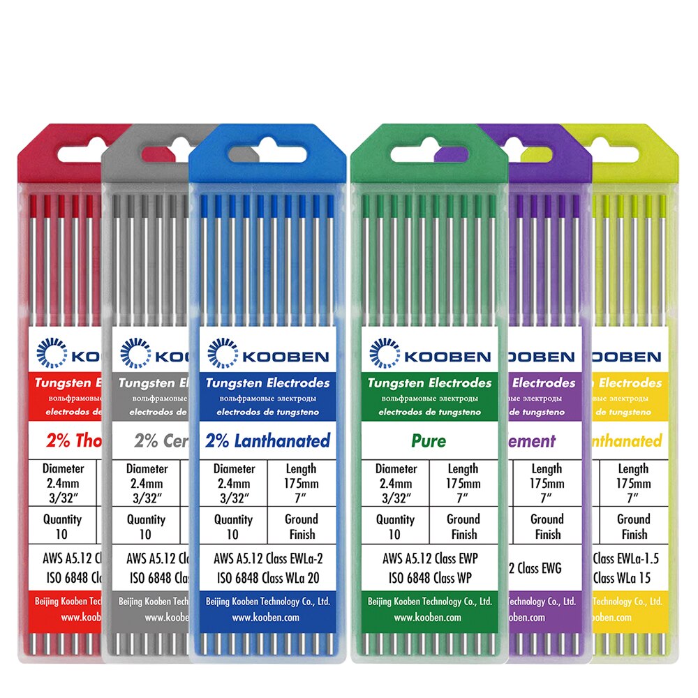 Electrodos de tungsteno WC20, 1,0, 1,6, 2,4, 3,2mm x 175mm, soldadura gris, electrodos de tungsteno
