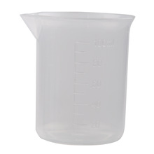 Clear White Plastic 100mL Measuring Cup Beaker for Lab Kitchen