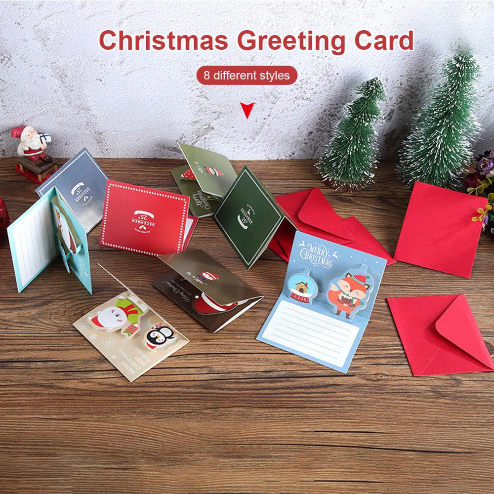 Joyeux noël bonhomme de neige cartes de bénédiction 3D dessin animé enfants Mini belle bonne année carte de voeux avec enveloppe carte postale