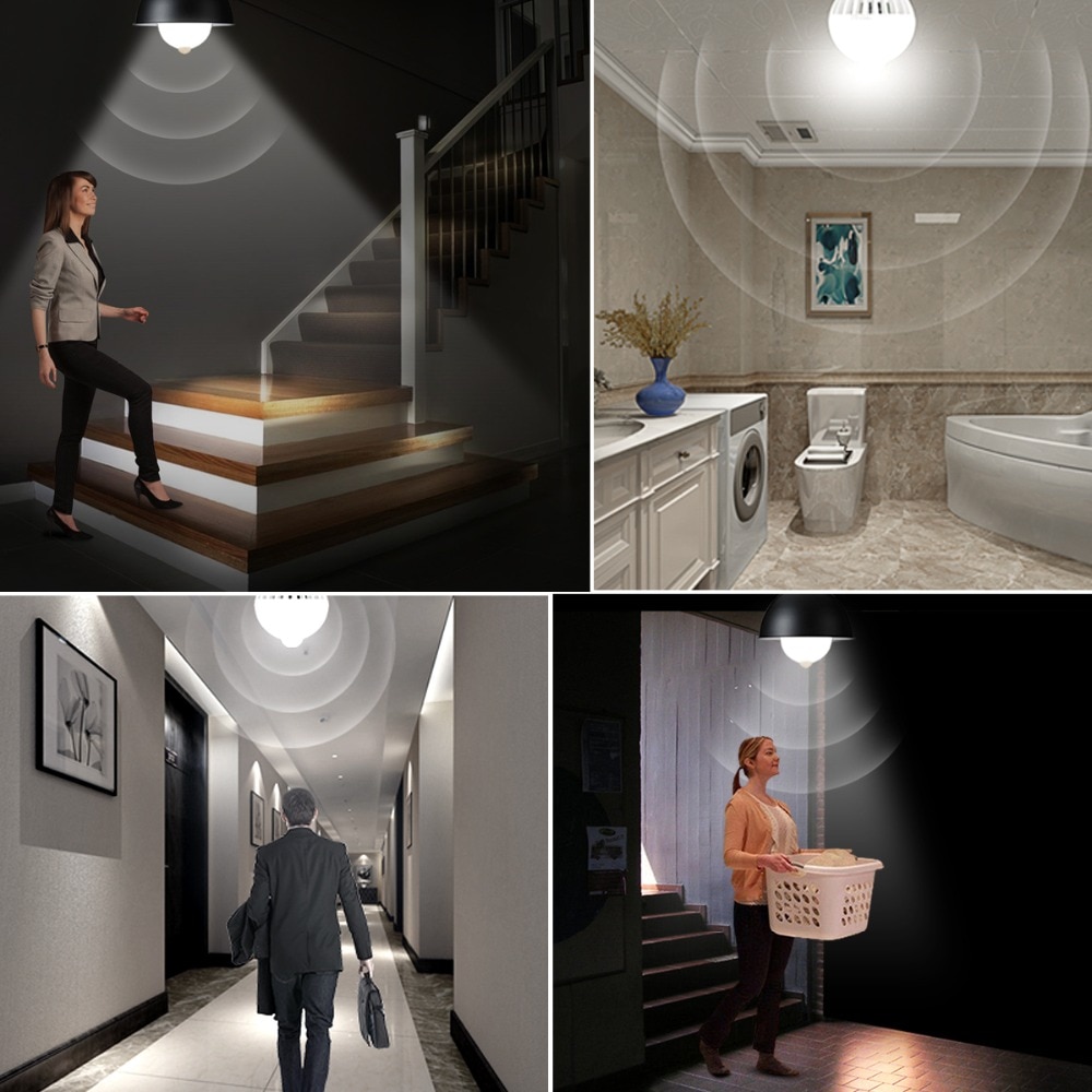 220v 5w 7w 9w 12w 18w pir bevegelsessensor lys  e27 bevegelsesdetektor led pære lampe trapp gang gang gang korridor nattbelysning