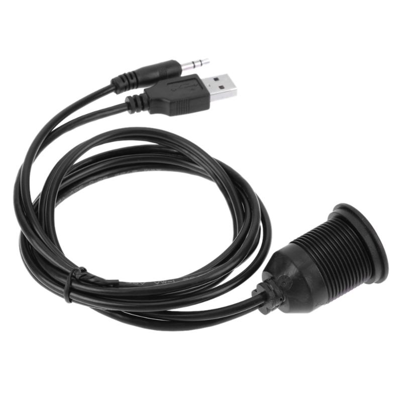del tablero de instrumentos del coche Moto montaje USB 2,0 de Panel 3,5mm M/F AUX plomo Cable de extensión Cable de coche estilismo para el Panel de mandos para coche de la motocicleta