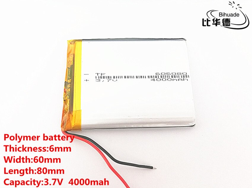 10 pz/lotto 3.7V,4000mAH,606080 batteria agli ioni di litio polimero/Li-ione per 7 pollici tavoletta PC batteria tesoro di ricarica fai da te