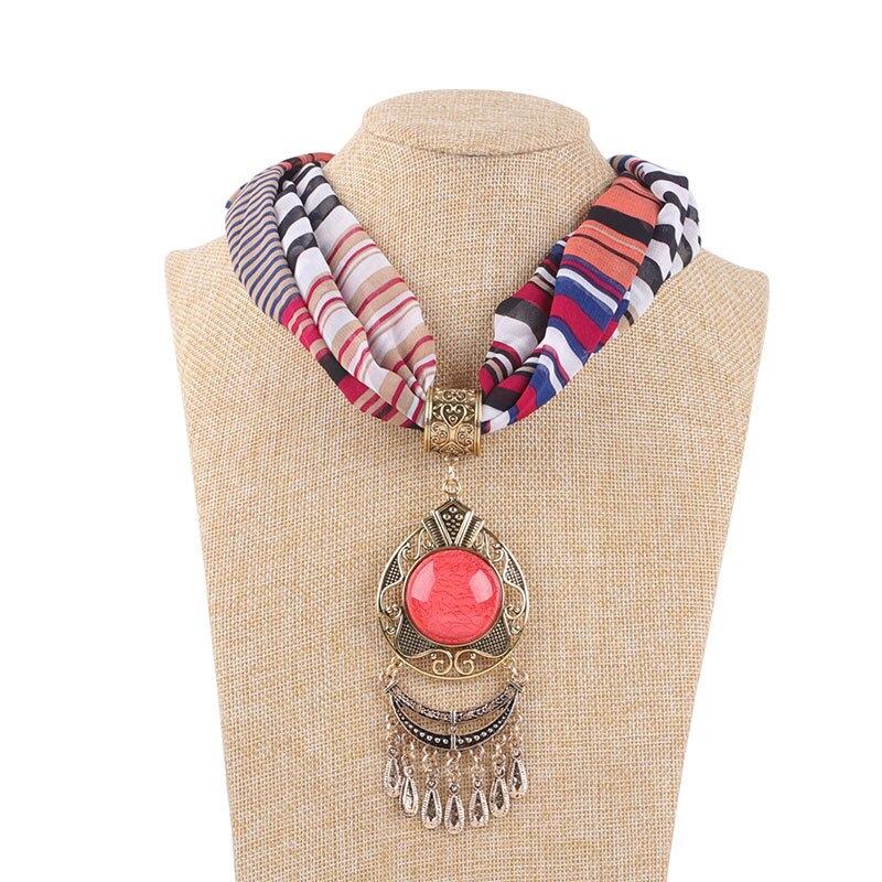 NEUE Anhänger Halsketten Chiffon Schmuck Schal Frau/Damen Jahrgang Lange Quaste Halsband Schal Boho Foulard Weibliche