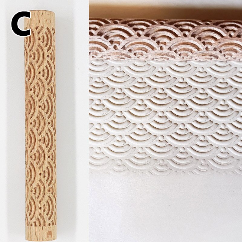 Wooden Texture Mud Pressed Roller Pattern Roller Rod Embossed Polymer Clay Rolling Pin Ceramic Pottery Art: C