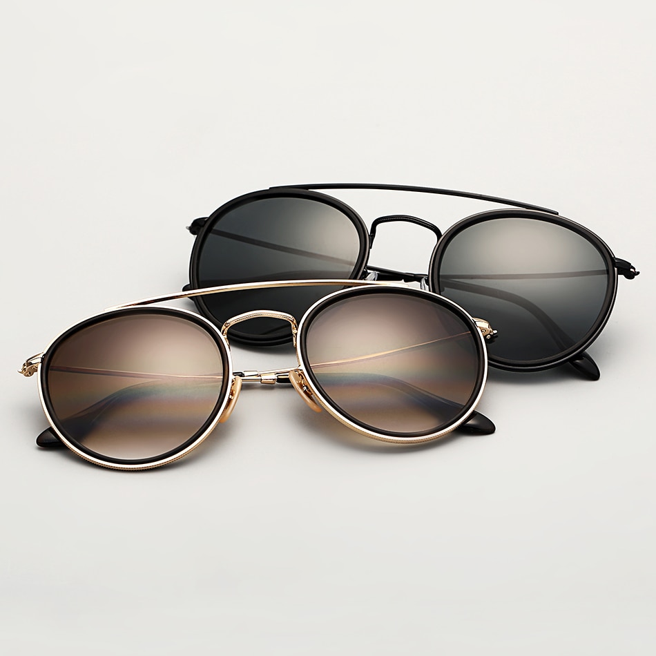 3647 Round double bridge sunglasses polarized men women 51mm mirror gradient glass lens TAC glasses sol gafas occhiali UV400