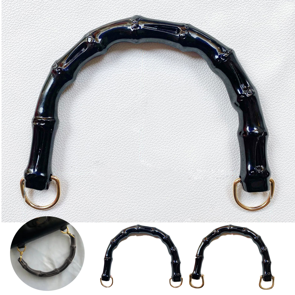 Tote Handle Woven Bag Accessory Woven Bag Handle Imitate Bamboo Bag Strap Box Handle Plastic Bag Handle With D Buckle DIY Black