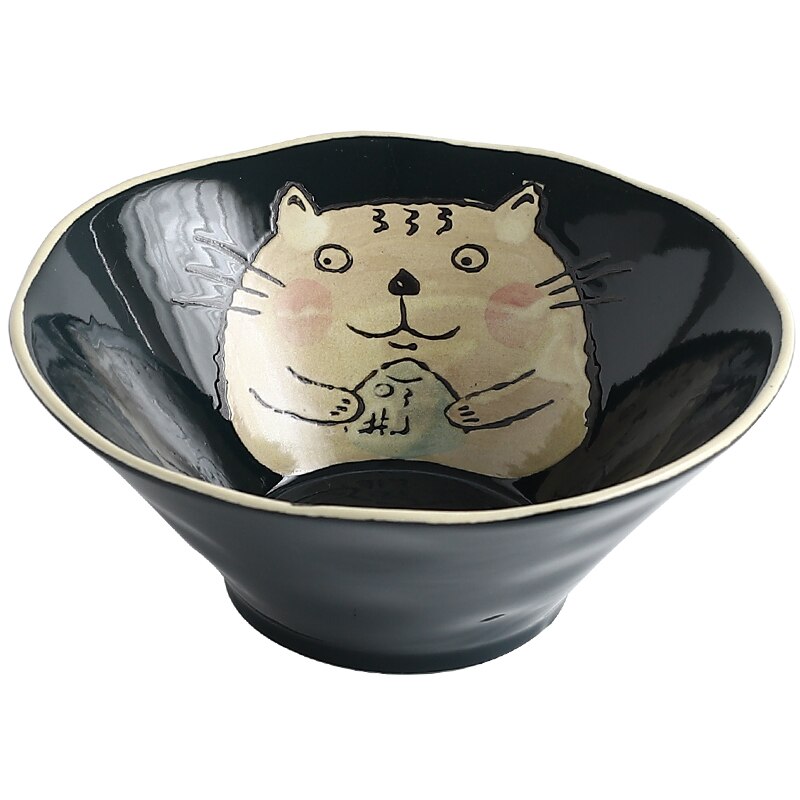 Japansk keramik handmålad katt globefish hushållssoppa nötkött lamian nudlar skål ramen retro sallad porslin tallrik porslin