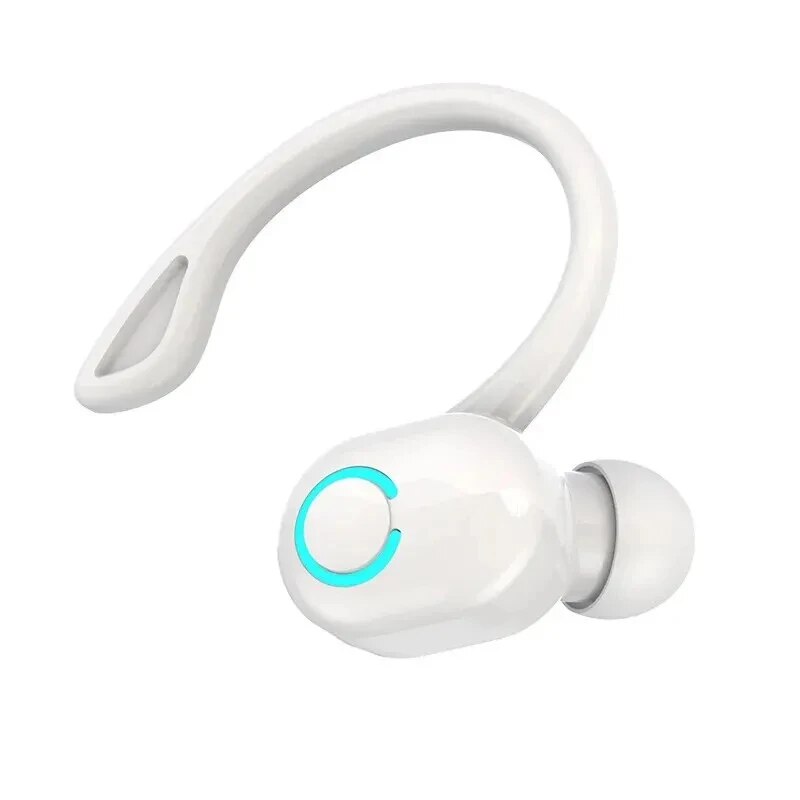 Bluetooth 5.2 Oorhaak Oortelefoon Draadloze hoofdtelefoon Mini Handsfree Waterdichte Sport Muziek Headset Enkele rechter oordopjes met microfoon: WHITE