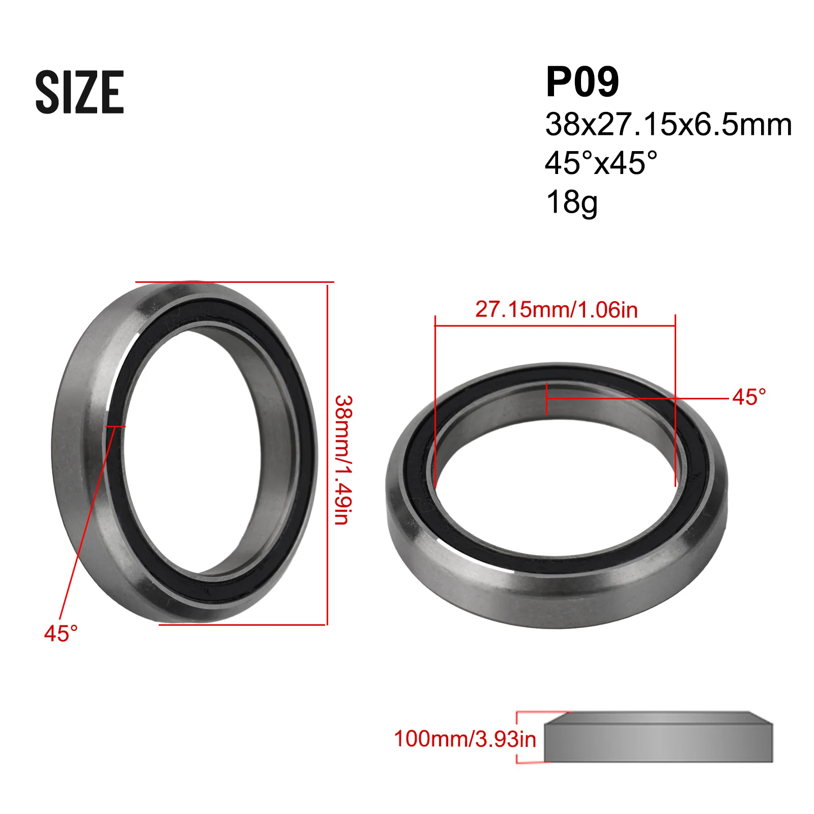 Fahrrad-Headset-Lagerbier, 1,5 1 1/8 Zoll, 45/36 Winkel, Fahrrad-Lenklager, 38/39/41/44/49/52 mm, Radfahren-Headset-Lagerbier: Weiß