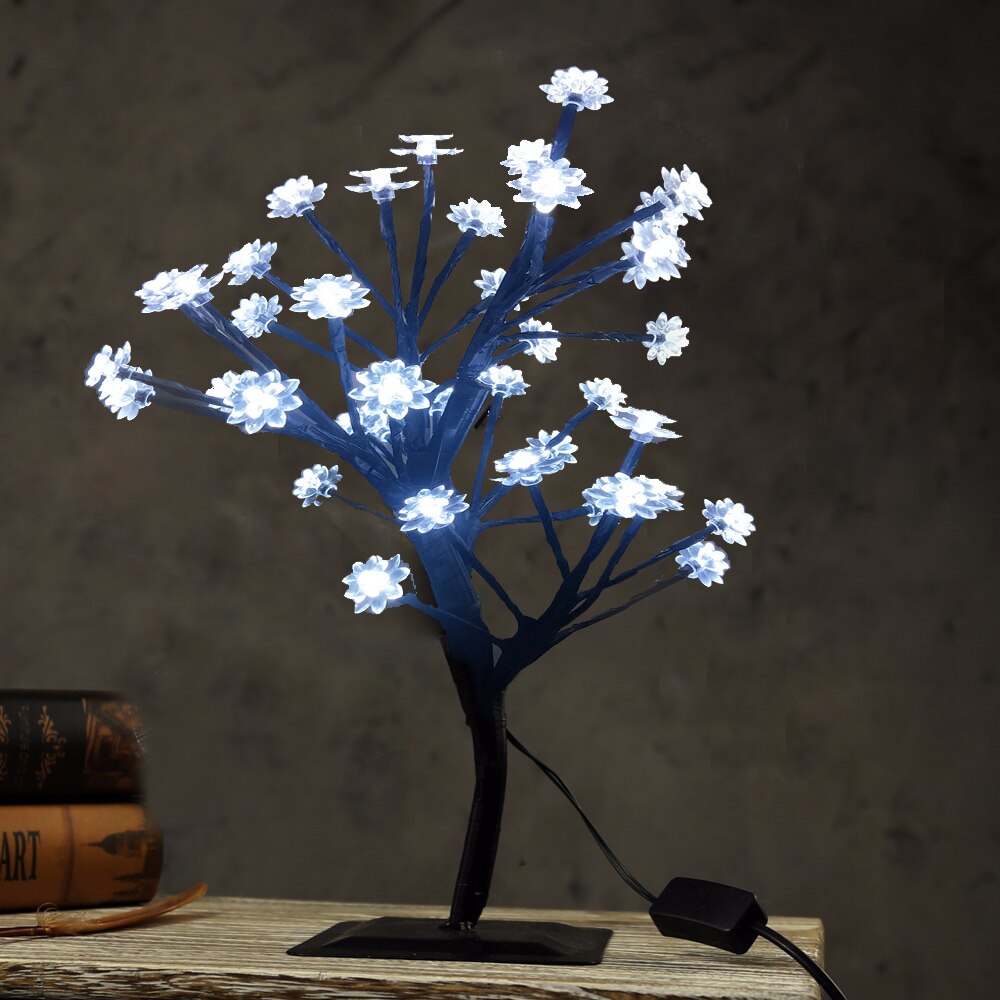Luminarias LED Cherry Blossom Tree Branches Night Lights Lighting Table Lamps Bedroom Party Wedding Indoor Home Decor: Lotus - White