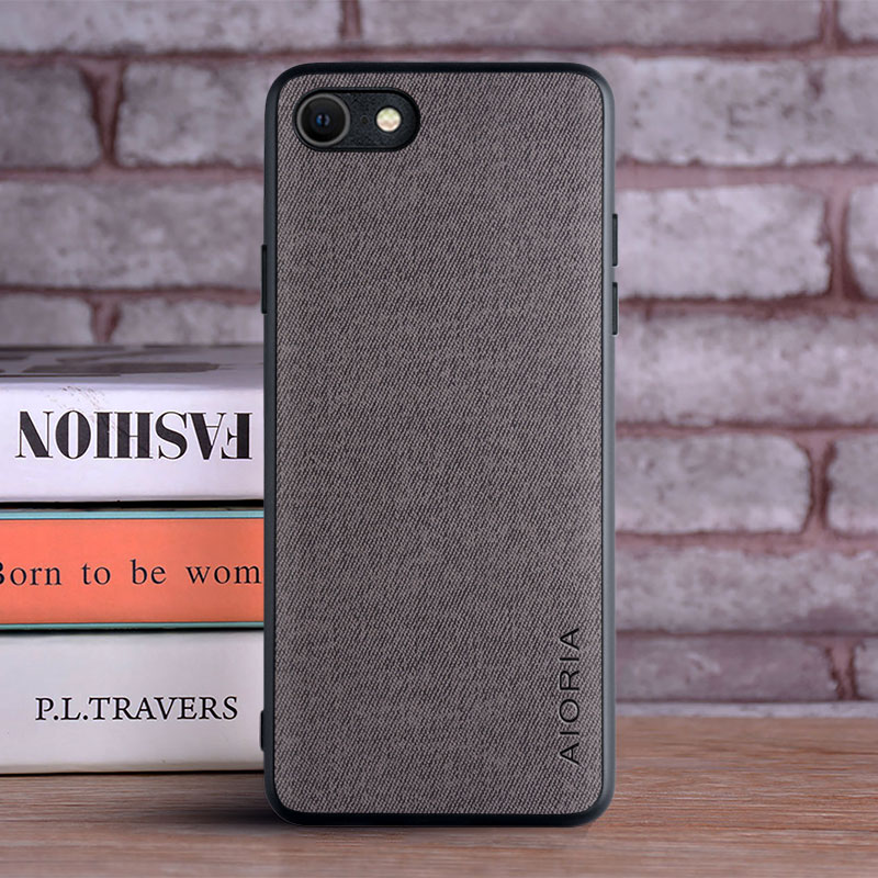 etui na iPhone 7 8 6 6S plus XR SE coque Luksusowe tekstylne skórzane etui TPU na telefon iphone 7 8 6 plus etui funda capa: PE / Ciemnoszary