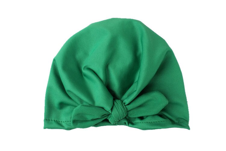 Cute Rabbit Ears Indian Hat Unisex Solid Cotton Hats Cap Baby Girls Kids Knot Turban Hair Headwrap Accessories for Children: green