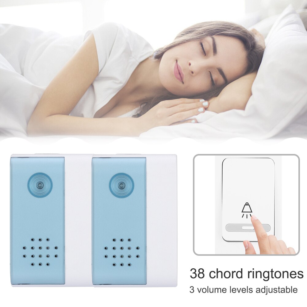 Intelligent Wireless Doorbell 38 Music LED Remote Digital Door Chime Ring Bell 1 Transmitter 2 Receivers​​ Home Welcome Doorbell