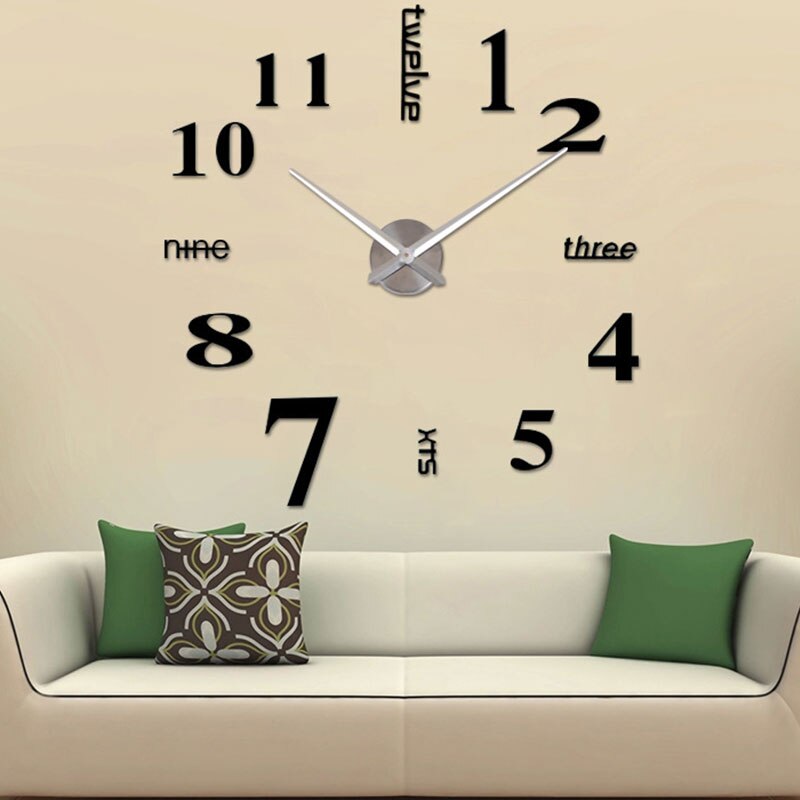 Reloj de pared y moderno para decoración del hogar, cronógrafo con números, reloj de pared adhesivo, grande, 3D, Digital,
