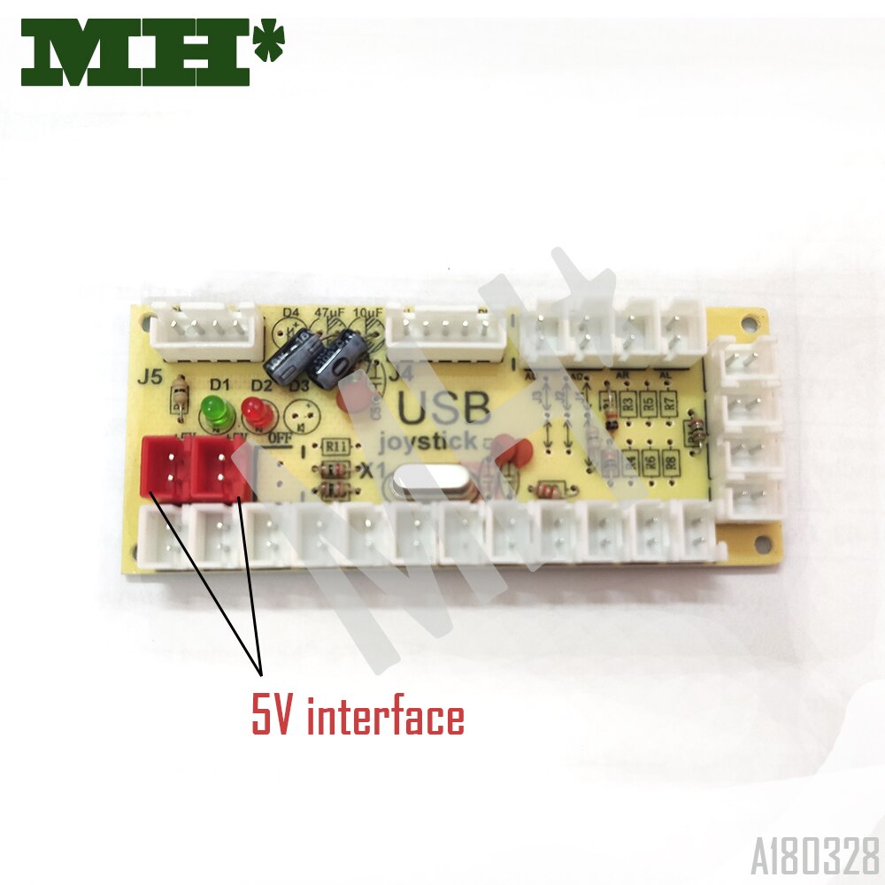 2 spelare noll fördröjning arcade diy kit usb-kodare för 4 & 8- vägs zippy 5 -stifts joystick 2.8 & 4.8mm- knapp med 2 -stift 2.8 & 6.3mm ljuskabel