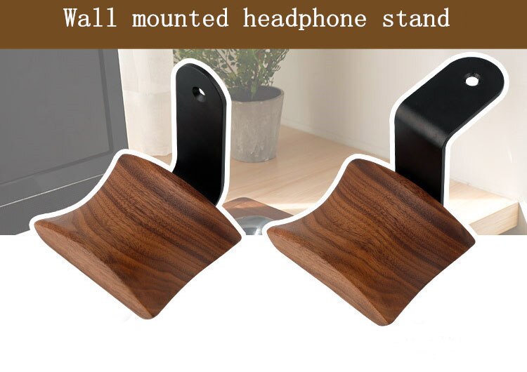 Support de casque en bois de noyer crochet de bureau ruban de table support de support de casque sous le bureau pour Studio Audio et casque de jeu