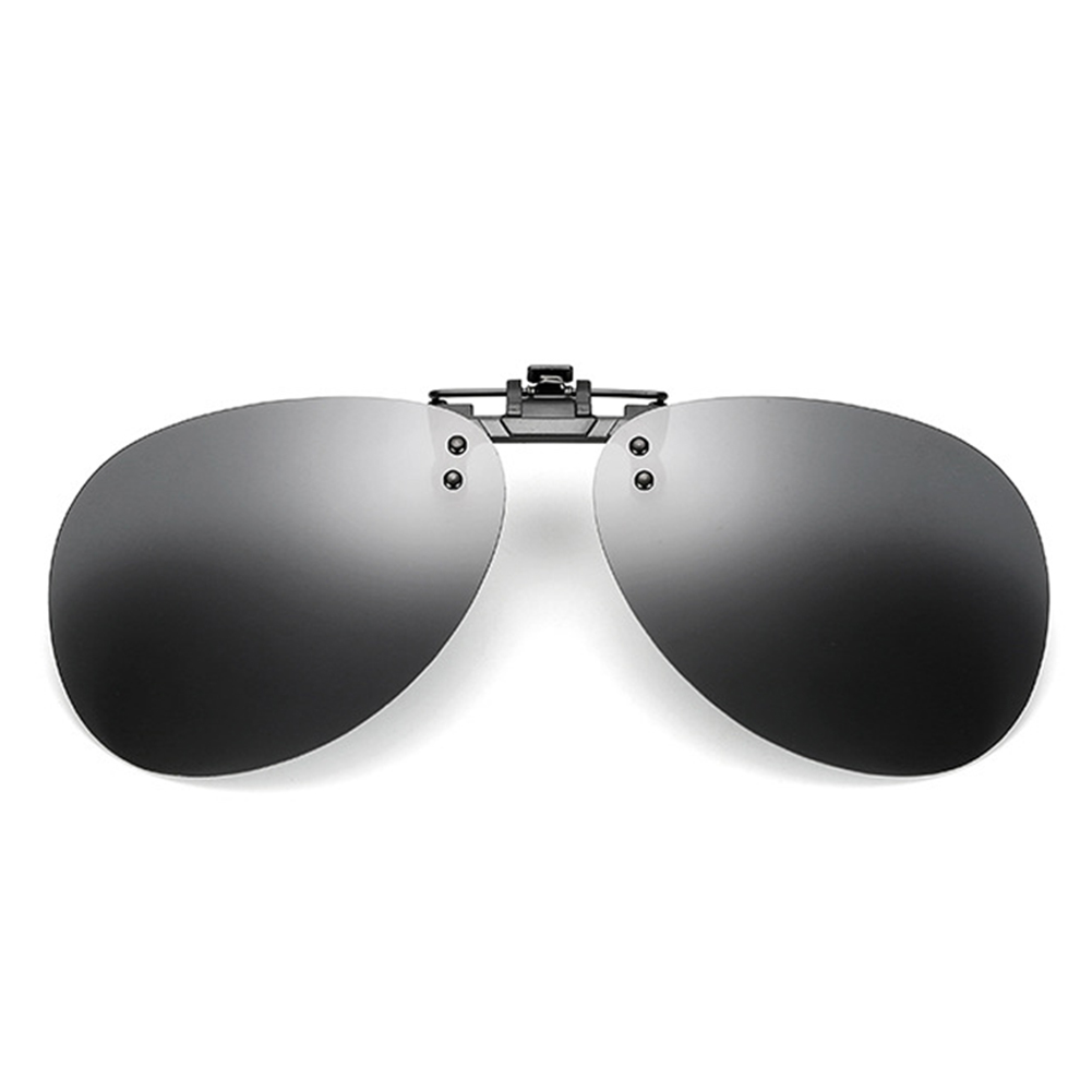 Praktiske polariserede clip-on nattesyn pilot fiskeri solbriller flip-up len cykel kørebriller #288216: Grå