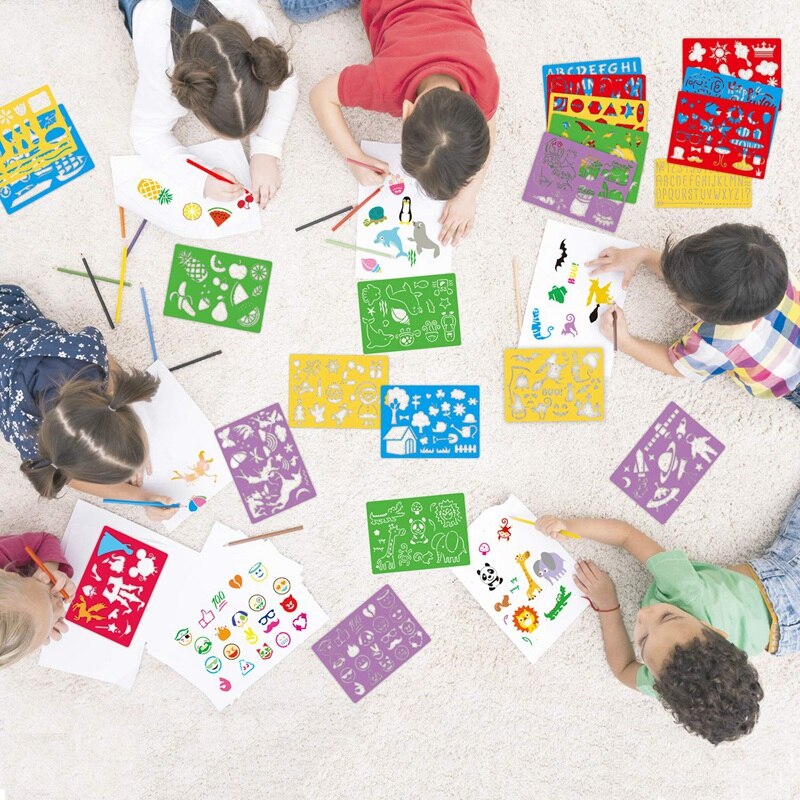 20 -teiliges set mit schablonen zum selberzeichnen für kinder (weihnachten, halloween) aus kunststoff