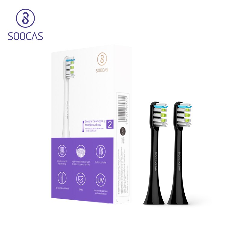 Soocas  x3u sonic elektrisk tandbørste ultralyd automatisk opgraderet hurtigt ladbar voksen vandtæt tandbørste: 2 sorte hoveder