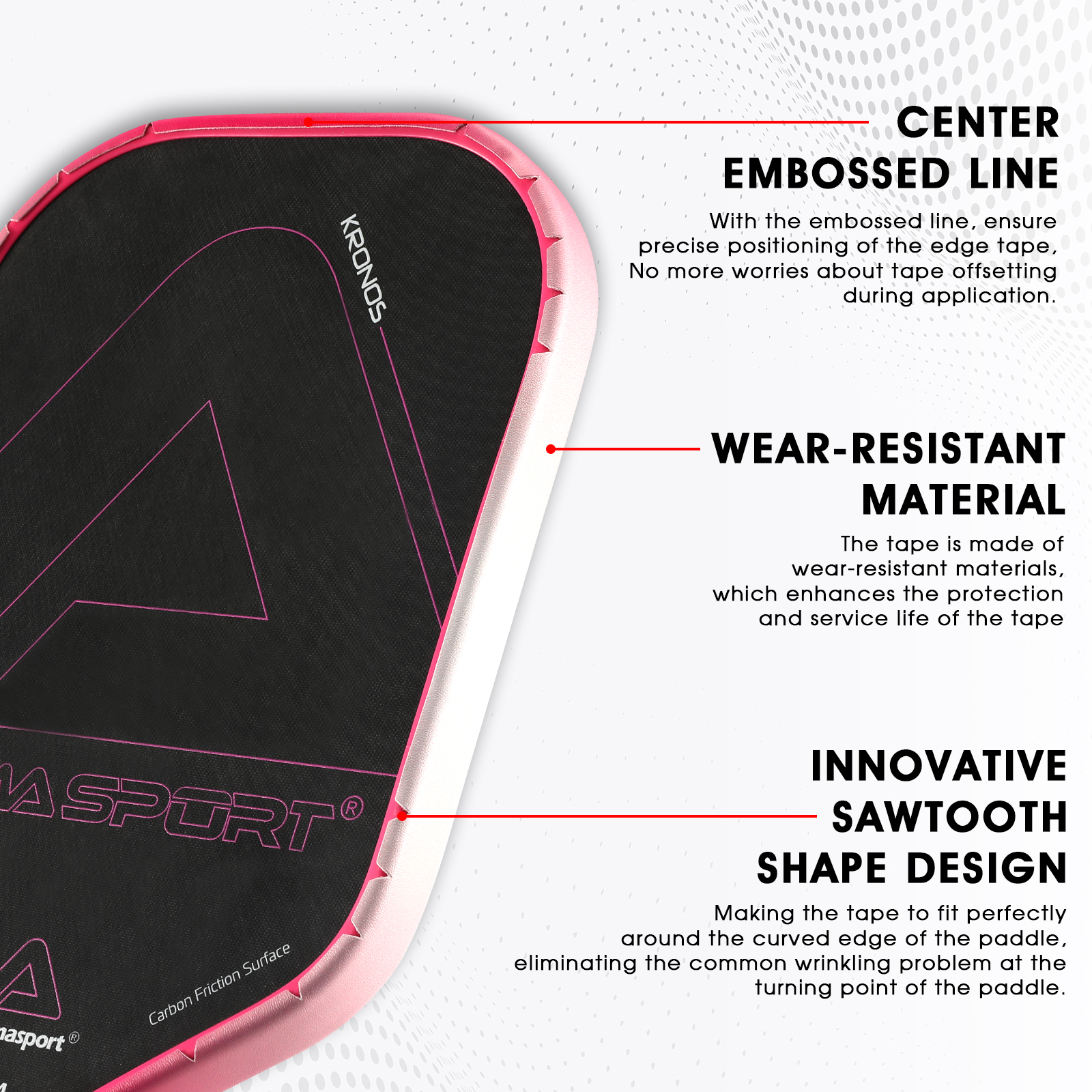 AMA SPORT Pickleball Paddle Protection Tape Gradient Color-Racket Edge Protection Tape -Fit Perfectly Curved Edge -No Wrinkling
