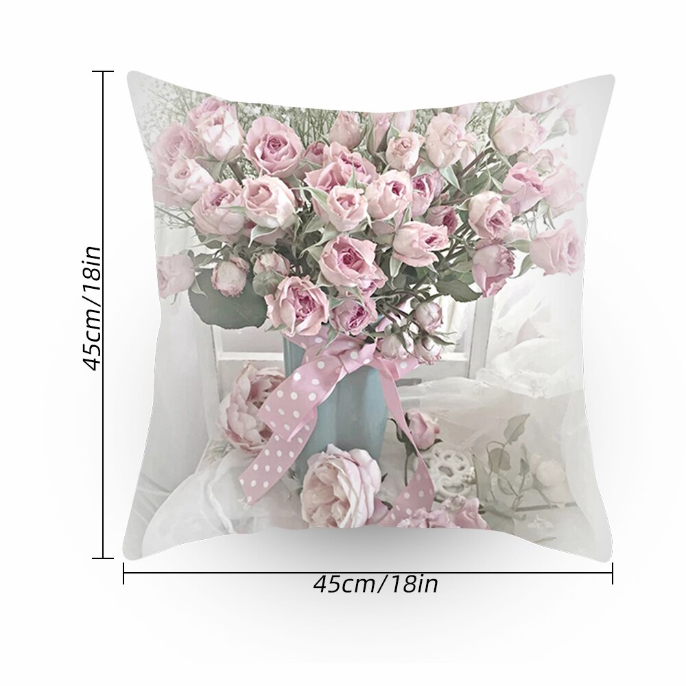 45 x 45cm 1 blomst farverig sofa pudebetræk pink pudebetræk pudebetræk hjemme sovesofa stol dekoration 17.72x 17.72 tommer: D