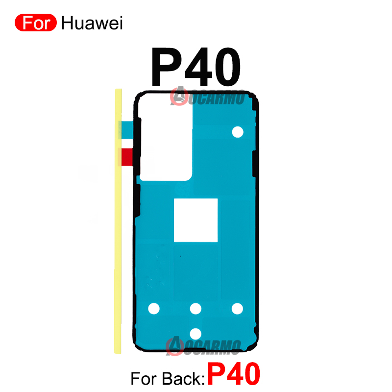 Achterdeur Sticker Voor Huawei P10 P20 P30 P40 Lite 5G P40Pro + P50 Pro P60 Back Cover Plakband lijm P30Pro P40Pro Vervanging: green