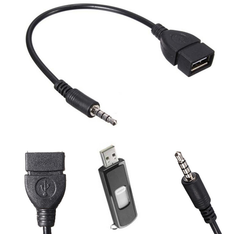 3.5mm Male Audio AUX Jack naar USB 2.0 Type A Vrouwelijke OTG Converter Adapter Kabel