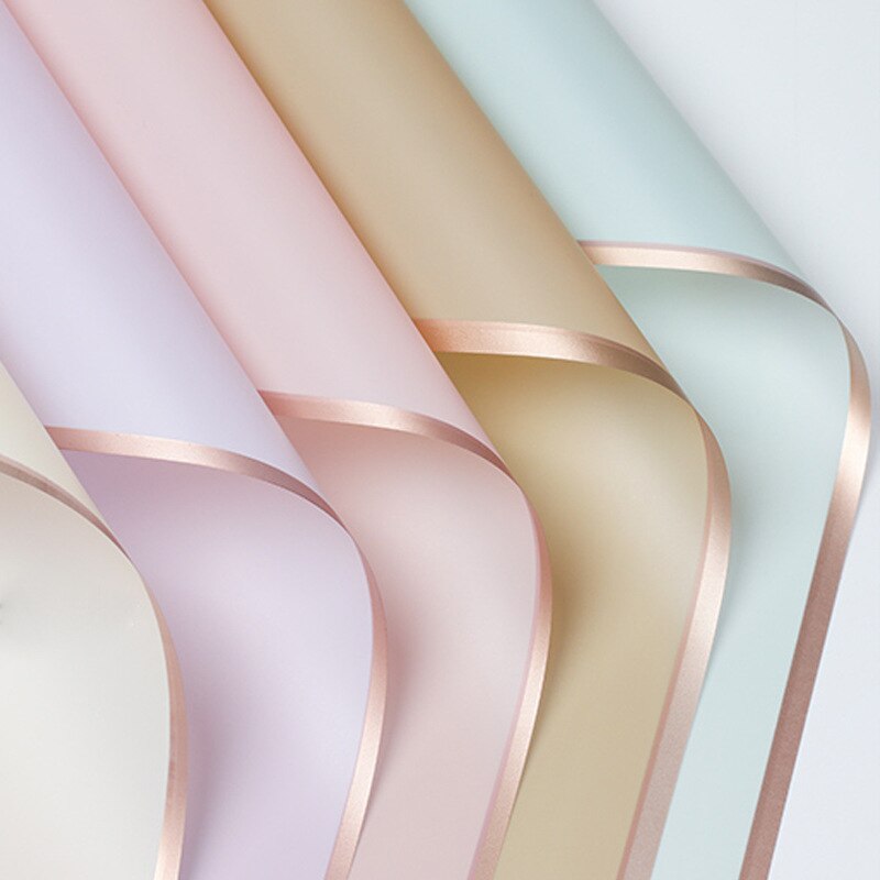 20pcs/lot Tissue Paper Gold Border Rose Flower Wrapping Paper Craft Scrapbooking Korean Wrap Floristics Bouquet Decorative